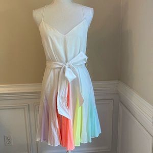 ALICE & OLIVIA Kimmy White & Rainbow Sundress NWT